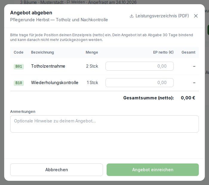 Angebot abgeben