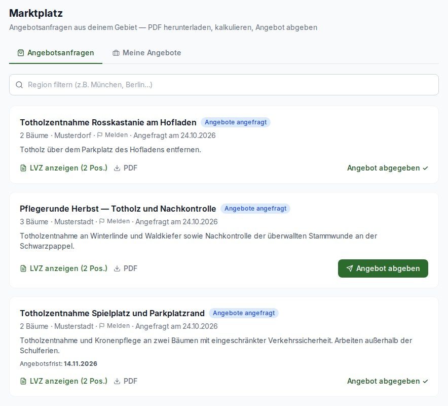 Marktplatz mit Angebotsanfragen
