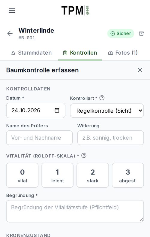 Baumkontrolle am Handy