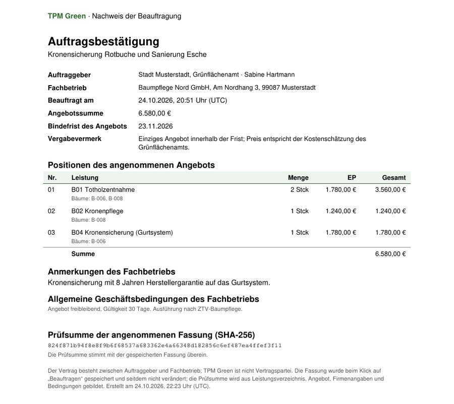 Auftragsbestätigung